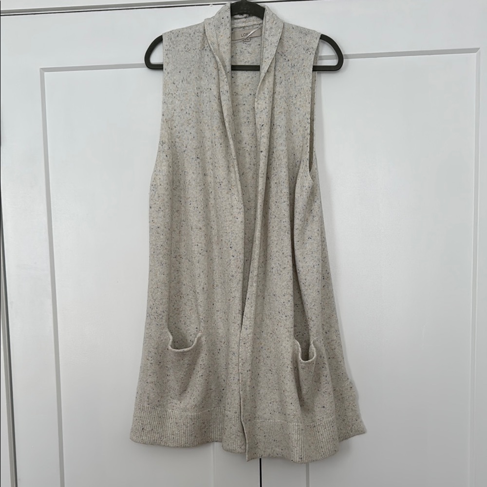 Cream Sleeveless Cardigan with Pockets L/XL